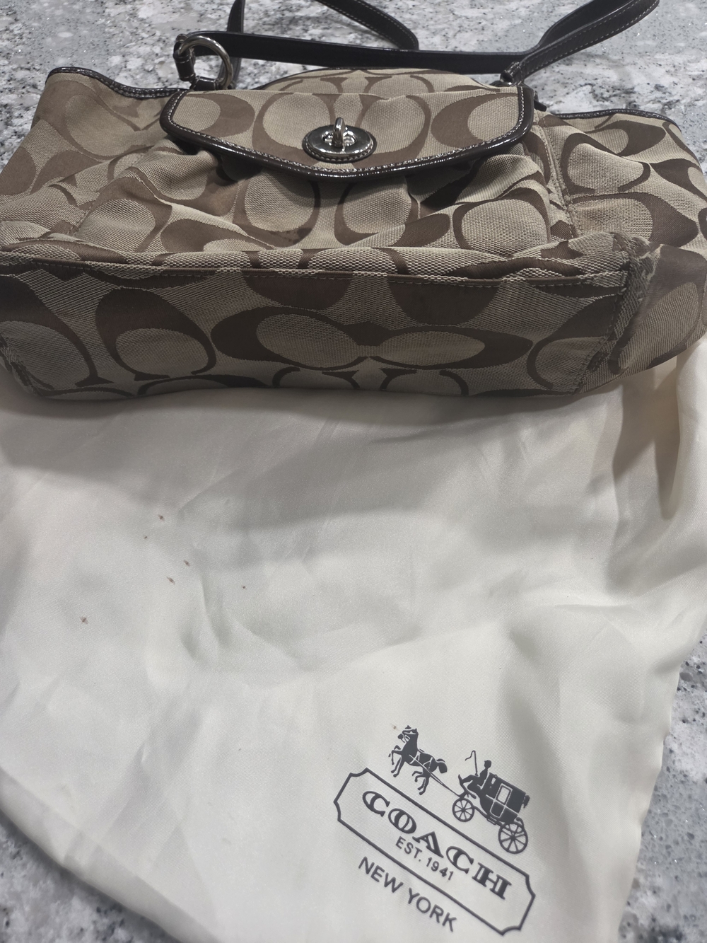 Coach Signature Canvas Tan Shoulder Bag - Picture 4 of 7